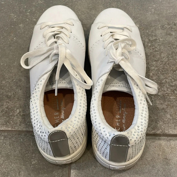 Skechers Womens Moda - Back Lit Smooth white rhinestone sneakers size 8.5 - Picture 4 of 6